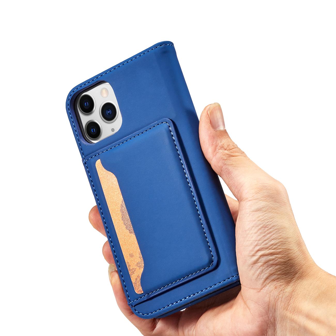 Magnet Kortfodral för iPhone 12 Pro Max Pouch Kort Plånbok Korthållare Blå