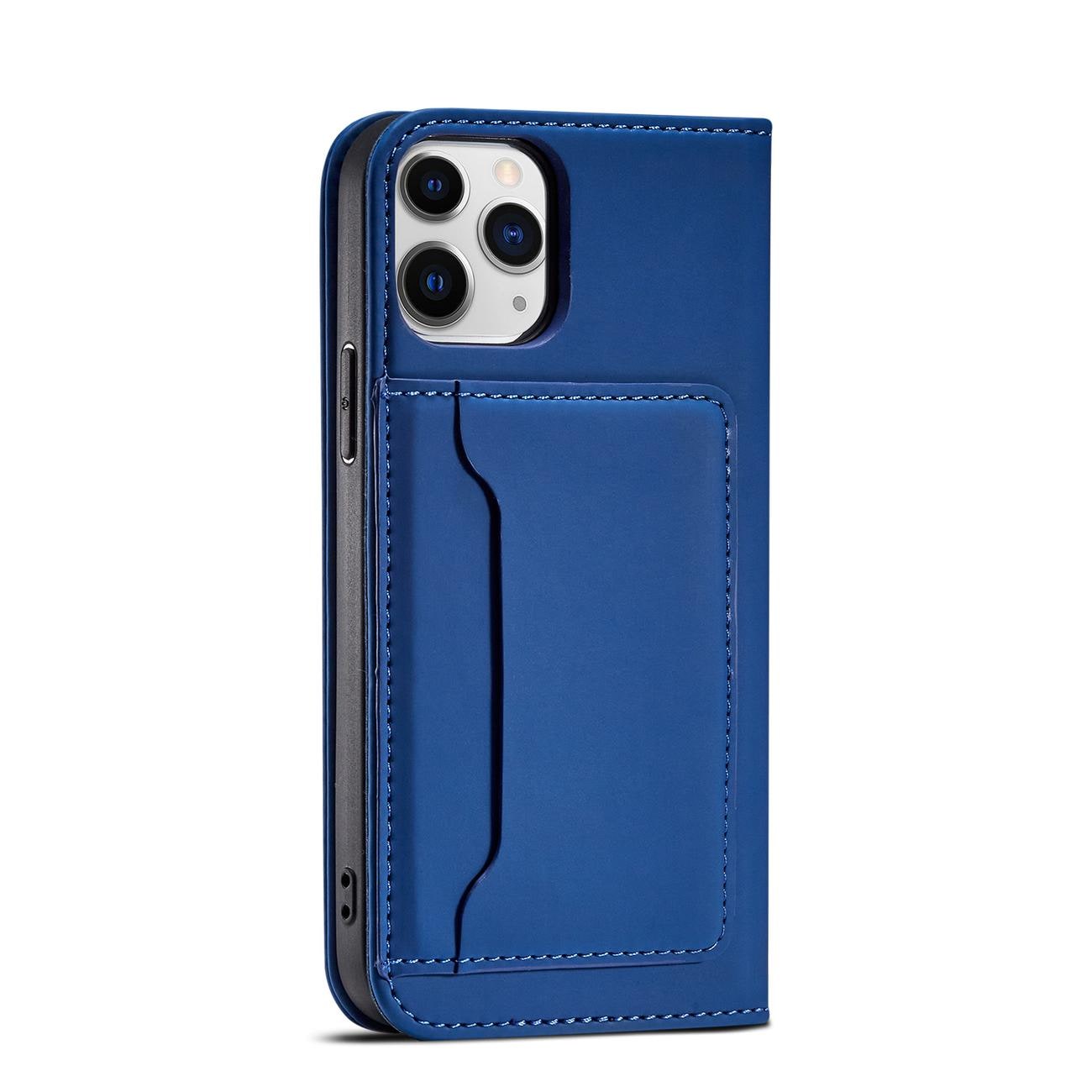 Magnet Kortfodral för iPhone 12 Pro Max Pouch Kort Plånbok Korthållare Blå