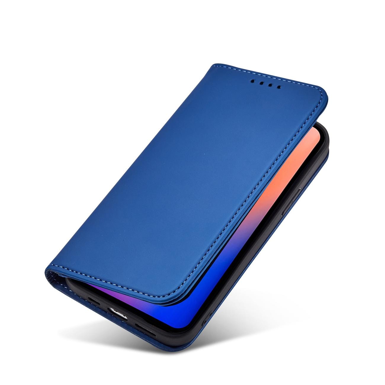 Magnet Kortfodral för iPhone 12 Pro Max Pouch Kort Plånbok Korthållare Blå