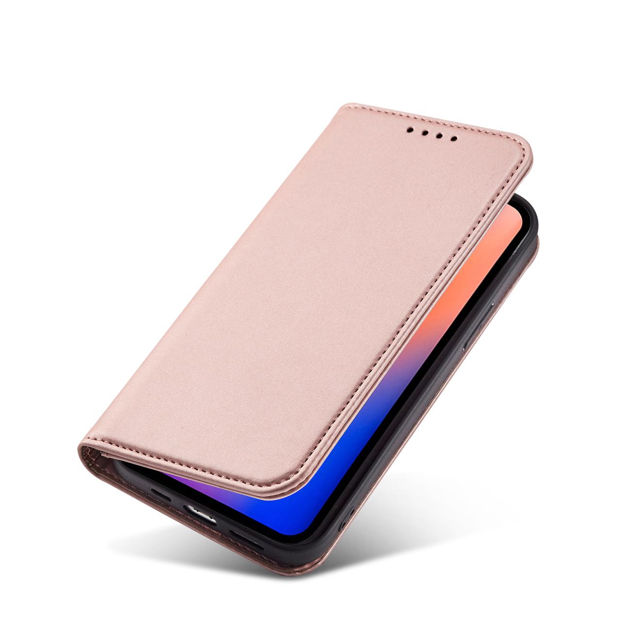Magnet Kortfodral för iPhone 12 Pro Max Pouch Kort Plånbok Korthållare Rosa