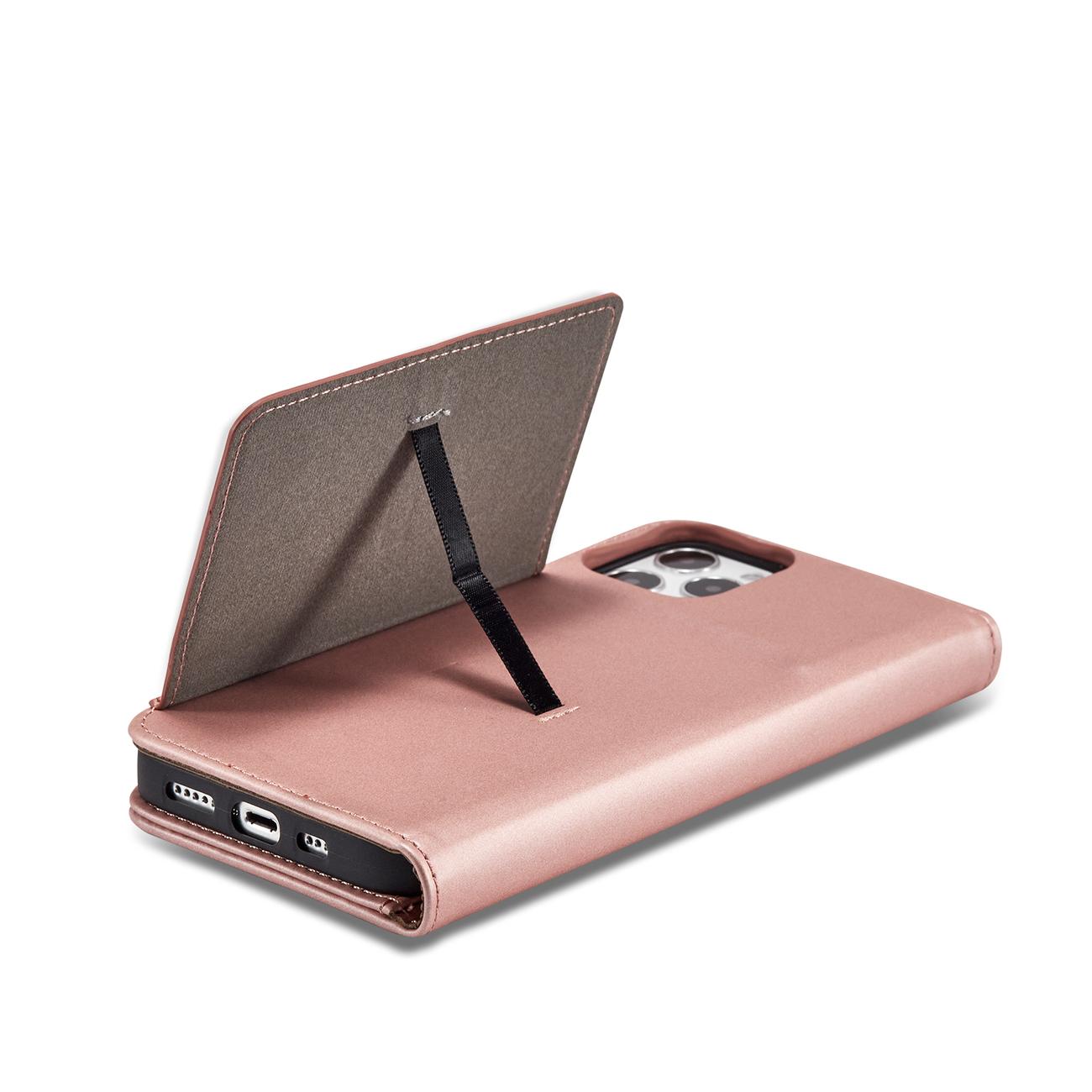 Magnet Kortfodral för iPhone 12 Pro Max Pouch Kort Plånbok Korthållare Rosa