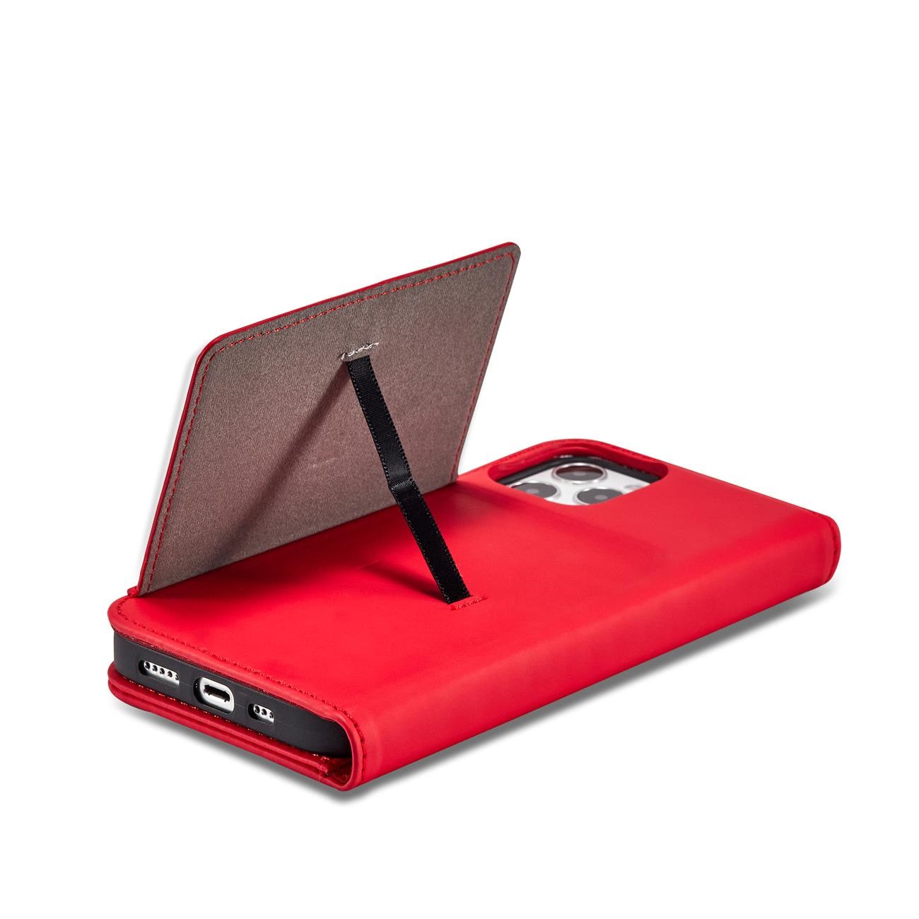 Magnet Kortfodral för iPhone 12 Pro Max Pouch Kort Plånbok Korthållare Röd