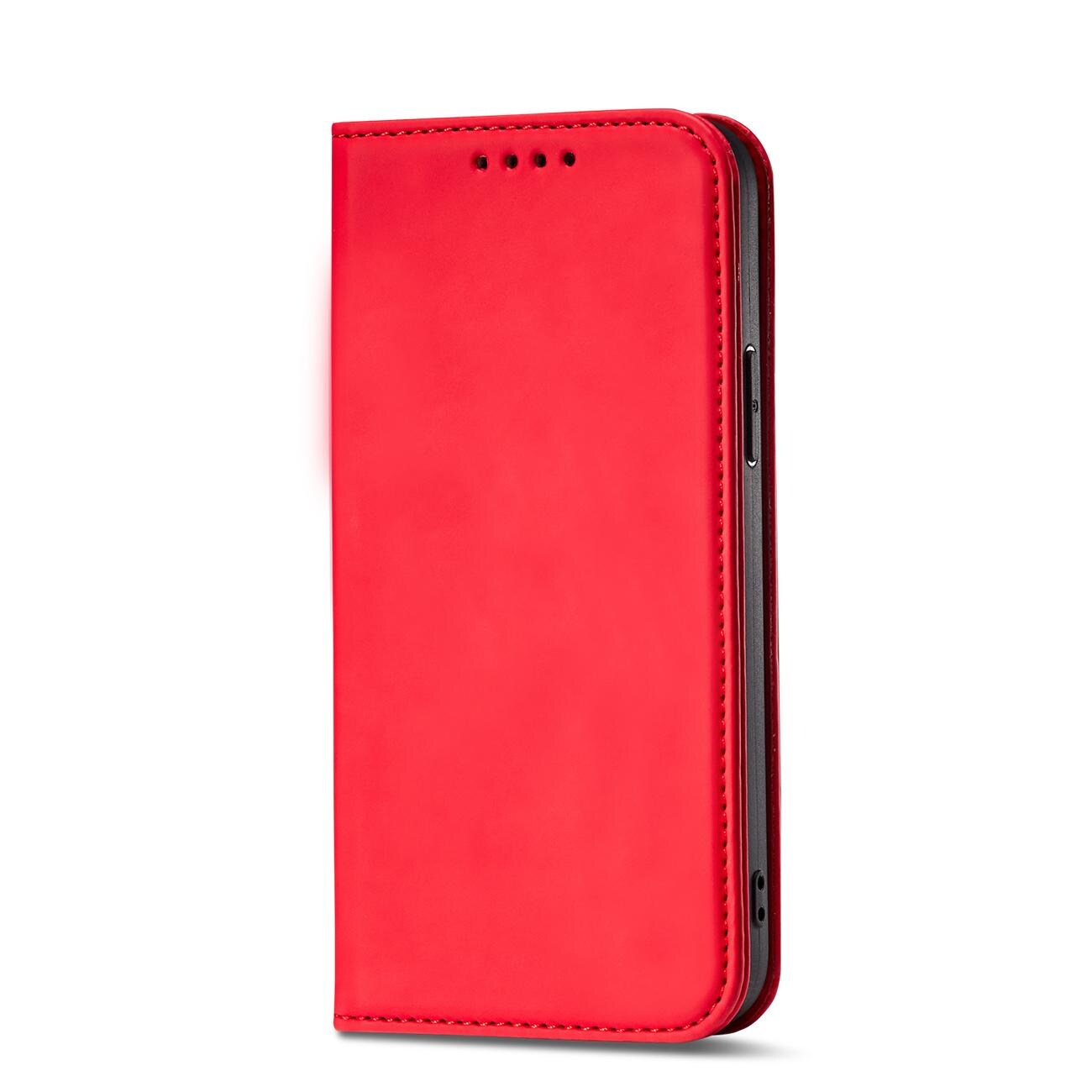 Magnet Kortfodral för iPhone 12 Pro Max Pouch Kort Plånbok Korthållare Röd
