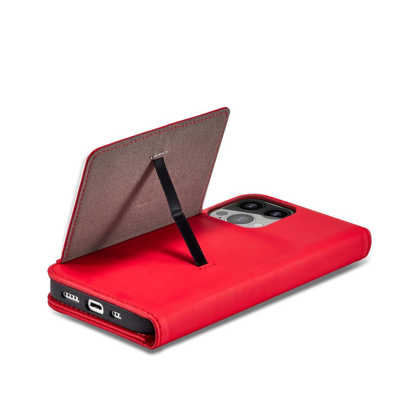 Magnet Kortfodral för iPhone 13 Pro Pouch Kort Plånbok Korthållare Röd