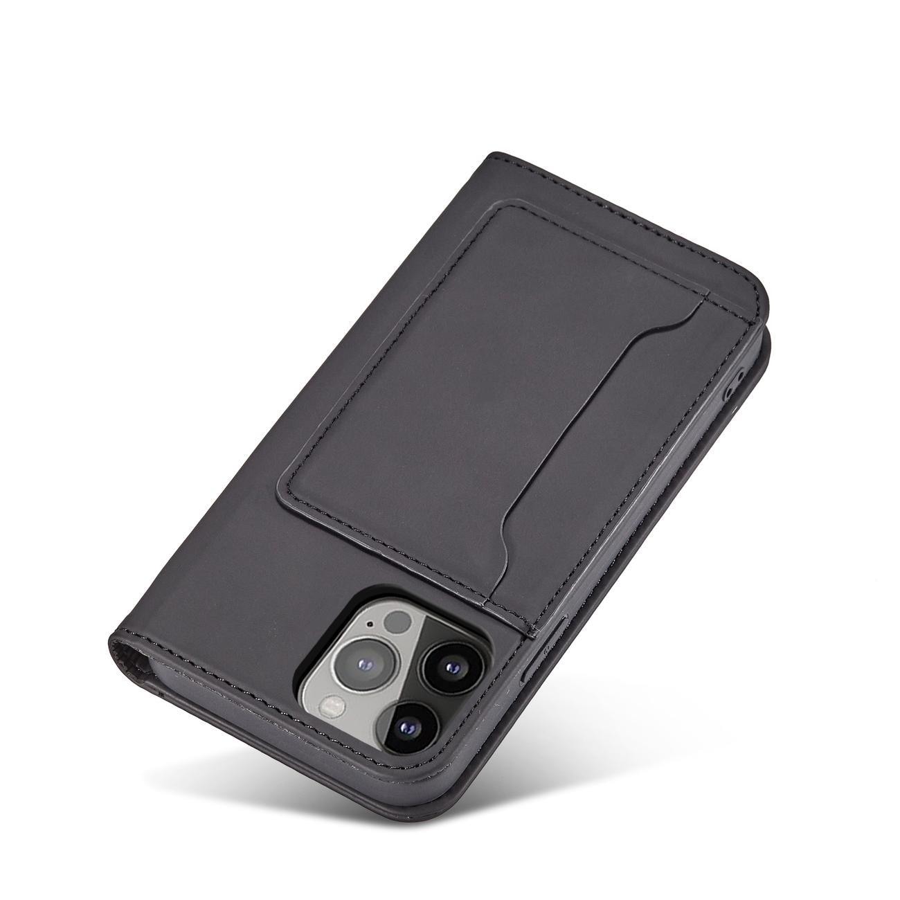 Magnet Kortfodral för iPhone 13 Pro Max Pouch Kort Plånbok Korthållare Svart