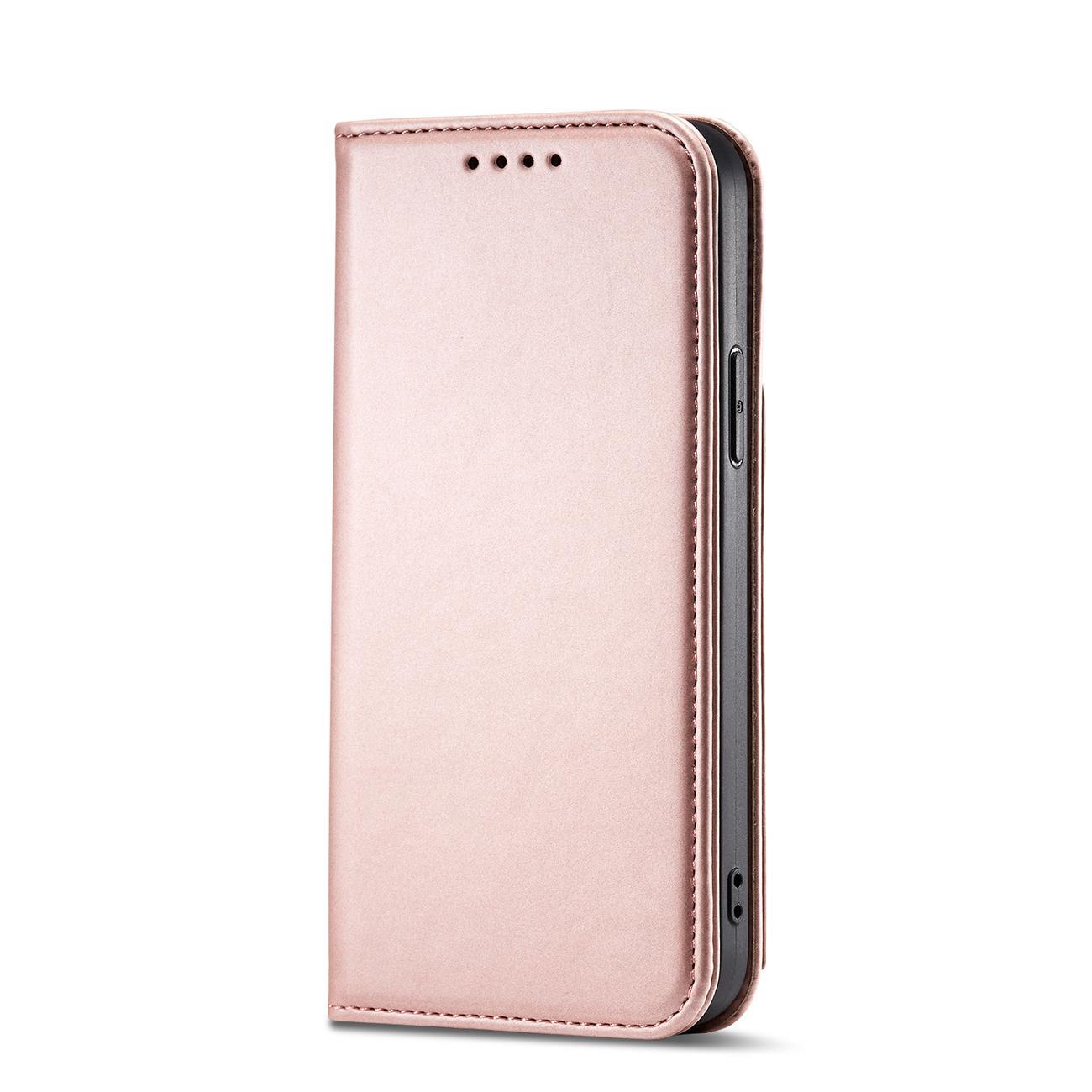 Magnet Kortfodral för iPhone 13 Pro Max Pouch Kort Plånbok Korthållare Rosa
