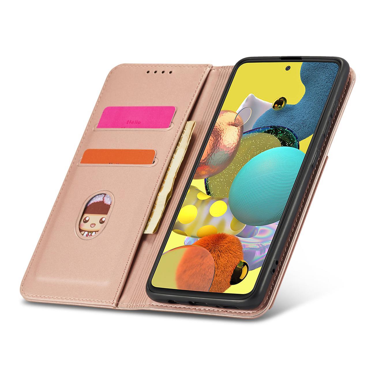 Magnet Kortetui Etui til Samsung Galaxy A12 5G Pouch Wallet Kortholder Pink