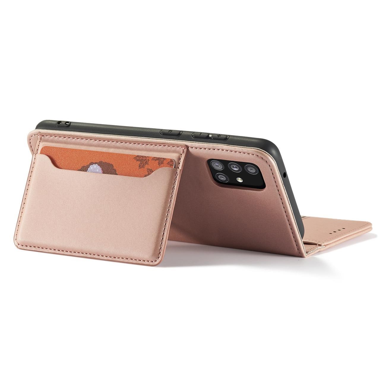 Magnet Kortetui Etui til Samsung Galaxy A12 5G Pouch Wallet Kortholder Pink