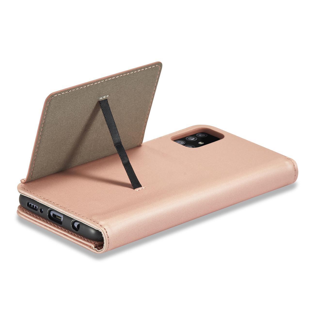 Magnet Kortetui Etui til Samsung Galaxy A12 5G Pouch Wallet Kortholder Pink