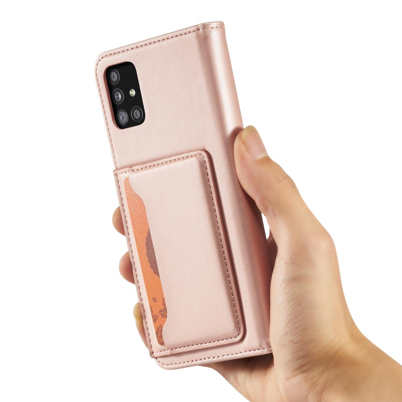 Magnet Kortetui Etui til Samsung Galaxy A12 5G Pouch Wallet Kortholder Pink