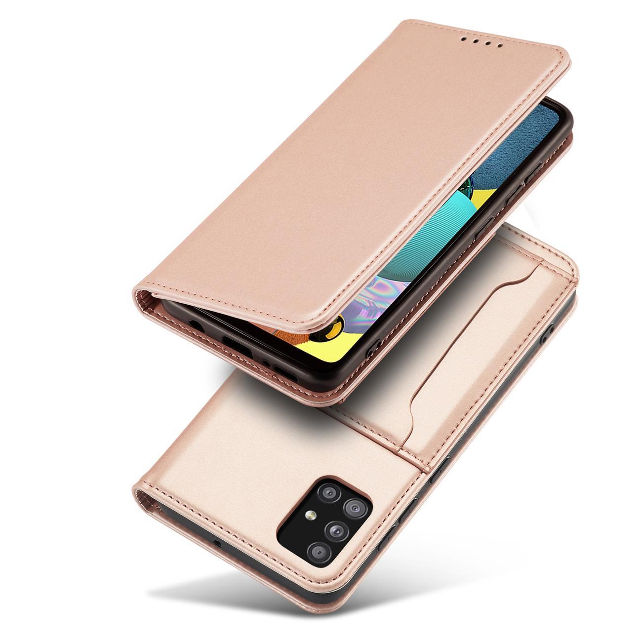 Magnet Kortetui Etui til Samsung Galaxy A12 5G Pouch Wallet Kortholder Pink