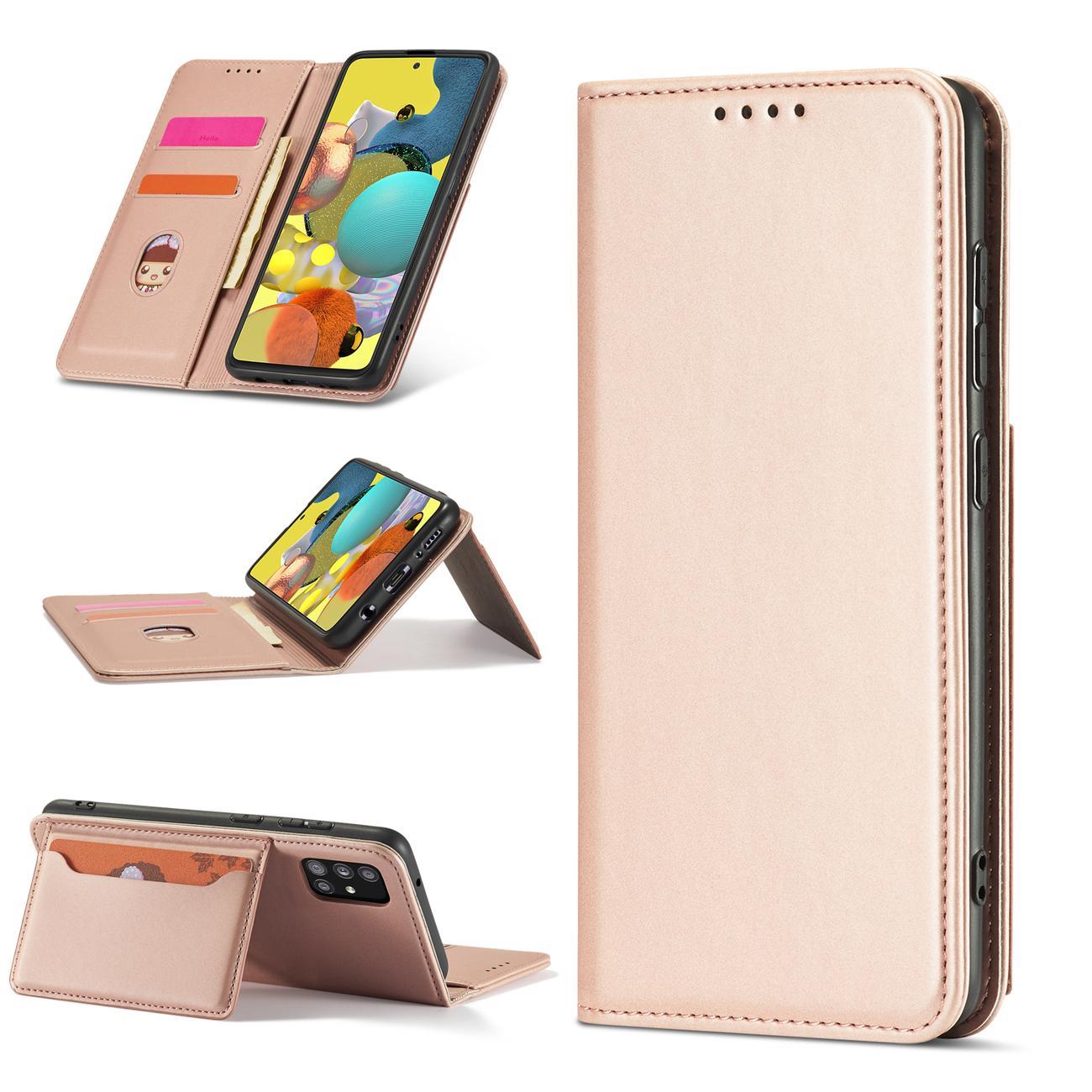 Magnet Kortetui Etui til Samsung Galaxy A12 5G Pouch Wallet Kortholder Pink