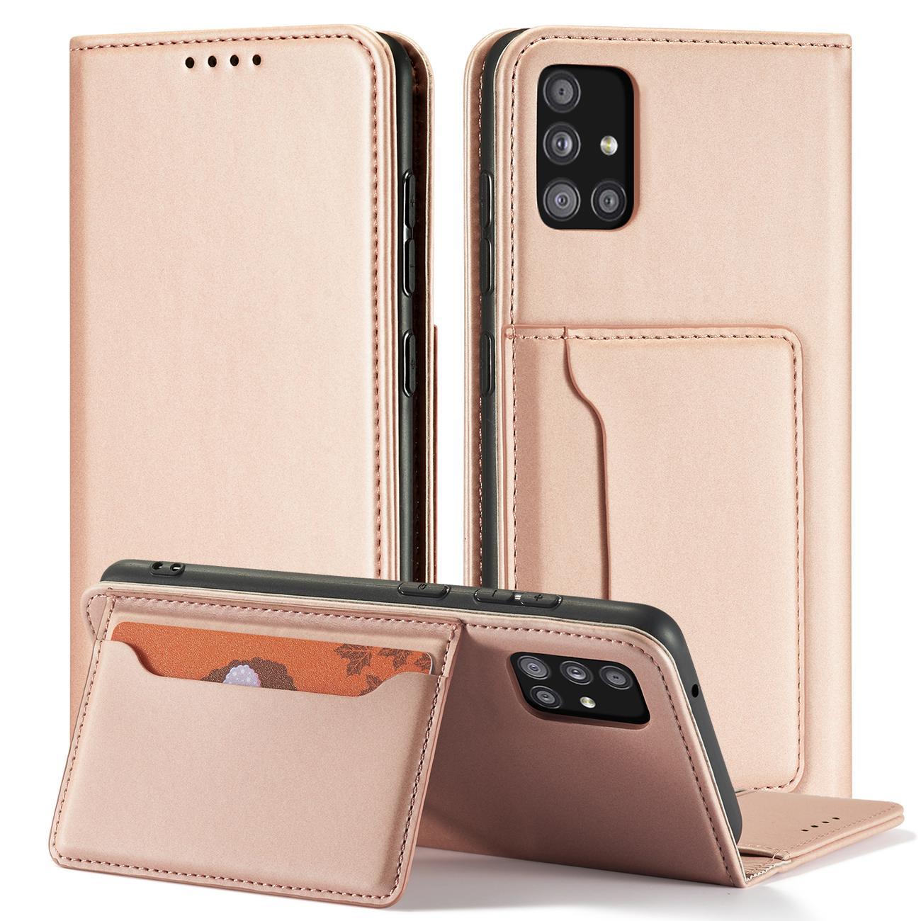 Magnet Kortetui Etui til Samsung Galaxy A12 5G Pouch Wallet Kortholder Pink