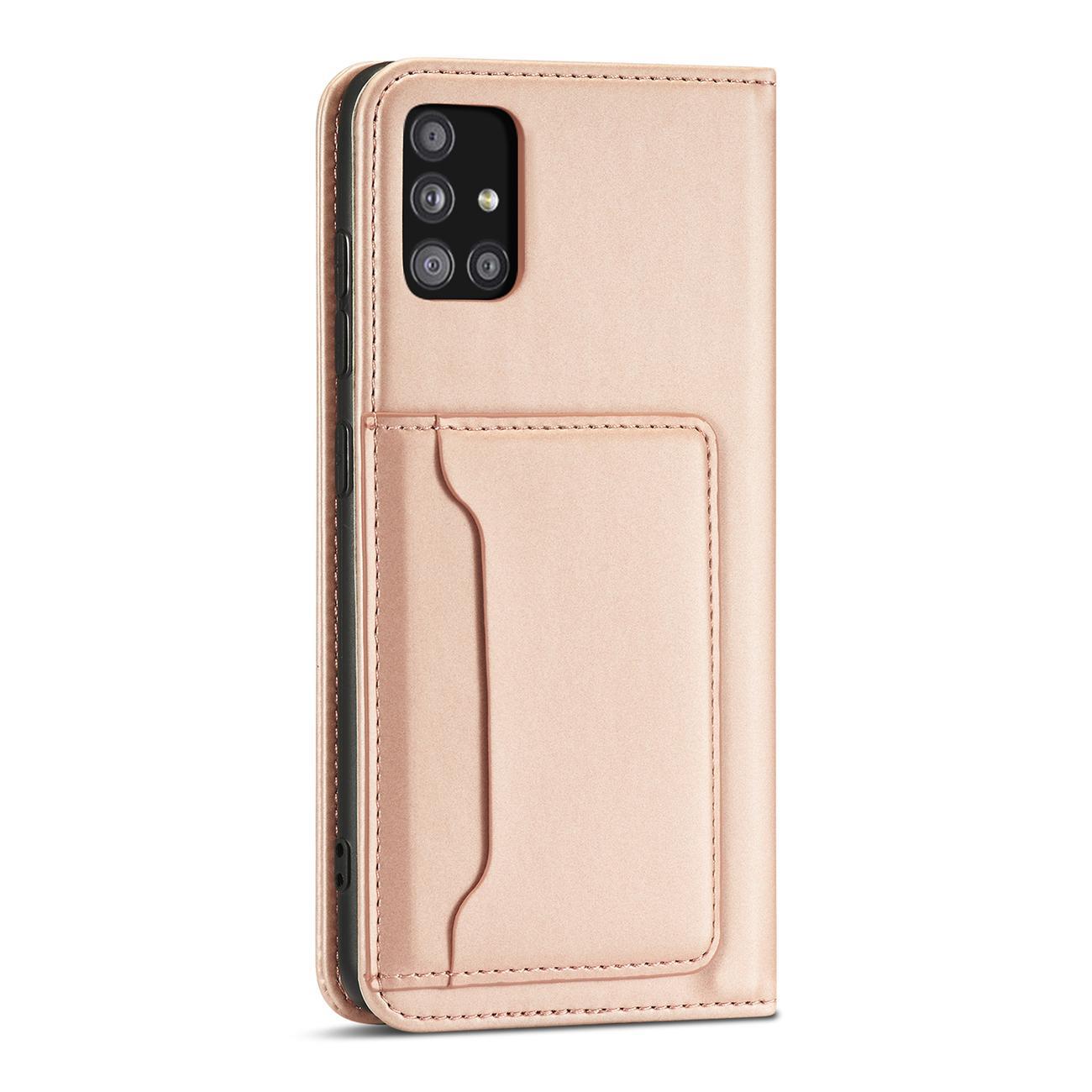Magnet Kortetui Etui til Samsung Galaxy A12 5G Pouch Wallet Kortholder Pink
