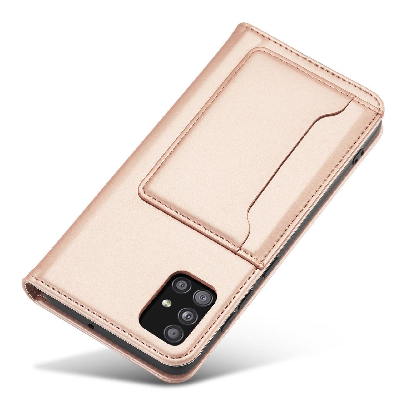 Magnet Kortetui Etui til Samsung Galaxy A12 5G Pouch Wallet Kortholder Pink
