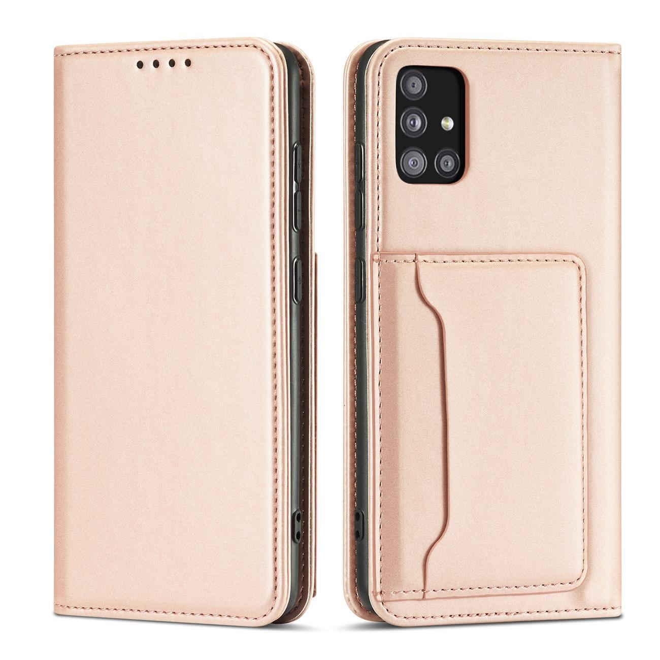 Magnet Kortfodral Fodral för Samsung Galaxy A13 5G Pouch Plånbok Korthållare Rosa