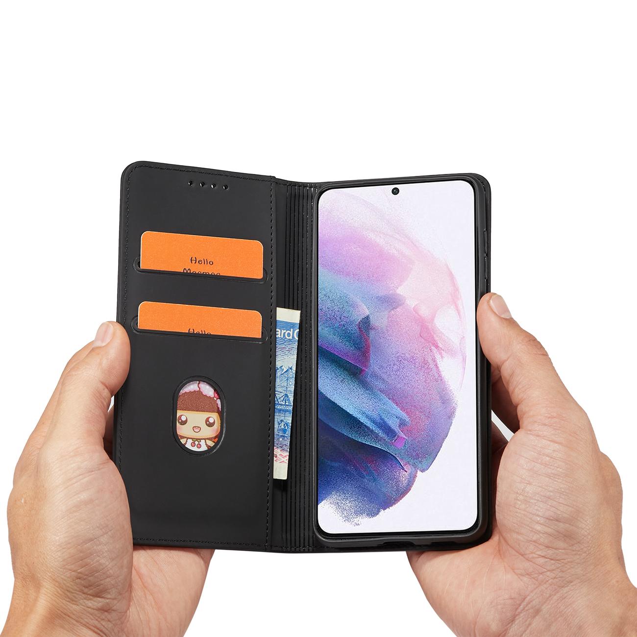 Magnet Kortetui til Samsung Galaxy S22 + (S22 Plus) Pouch Wallet Kortholder Sort