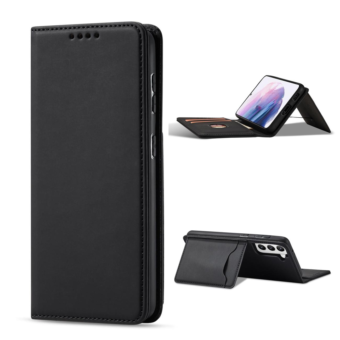 Magnet Kortetui til Samsung Galaxy S22 + (S22 Plus) Pouch Wallet Kortholder Sort