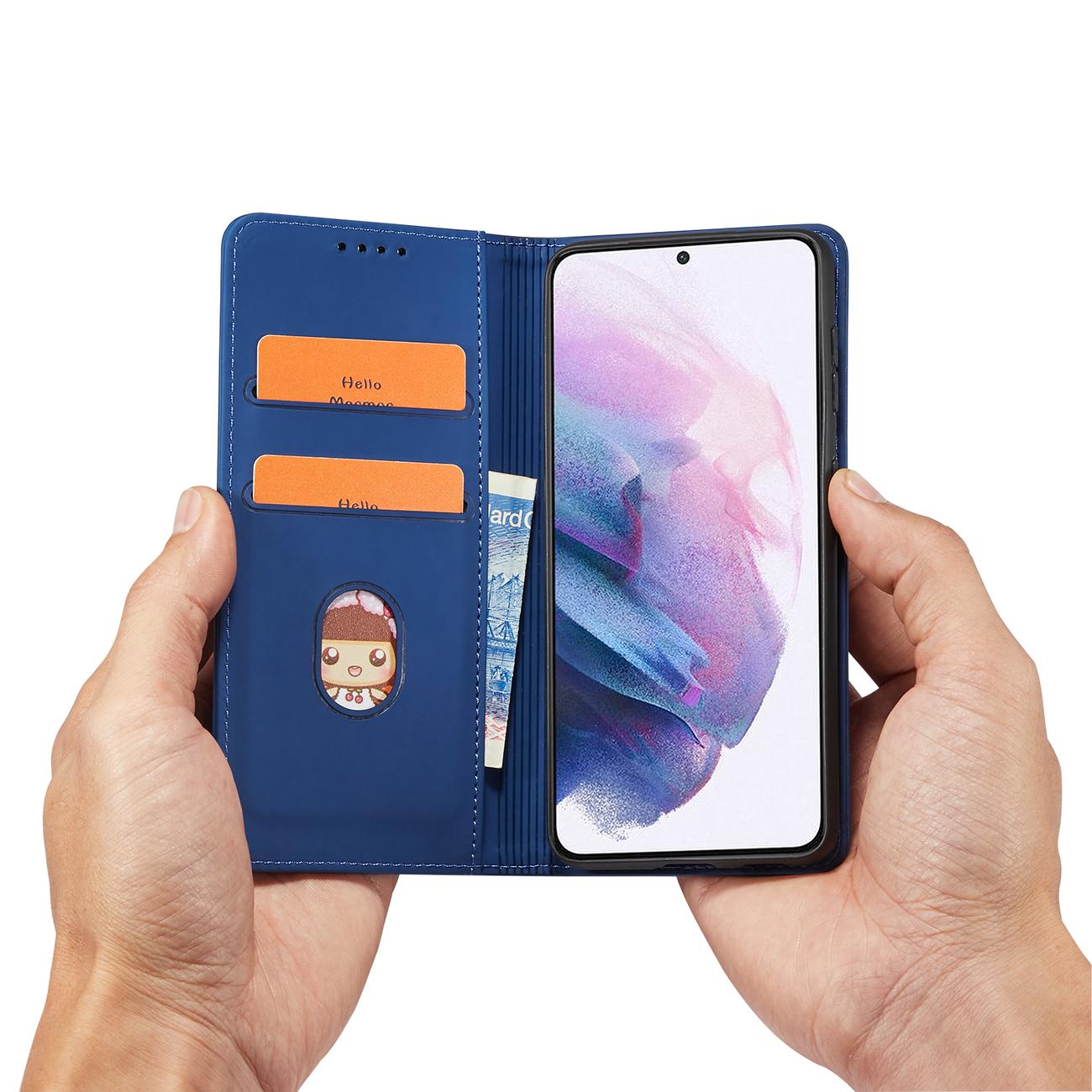 Magnet Kortetui Etui til Samsung Galaxy S22 + (S22 Plus) Pung Pung Kortholder Blå