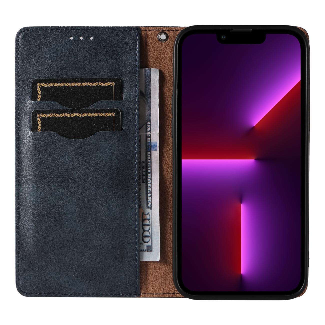 Magnet Rem Fodral Fodral för iPhone 13 Pro Pouch Plånbok + Mini Lanyard Hänge Blå