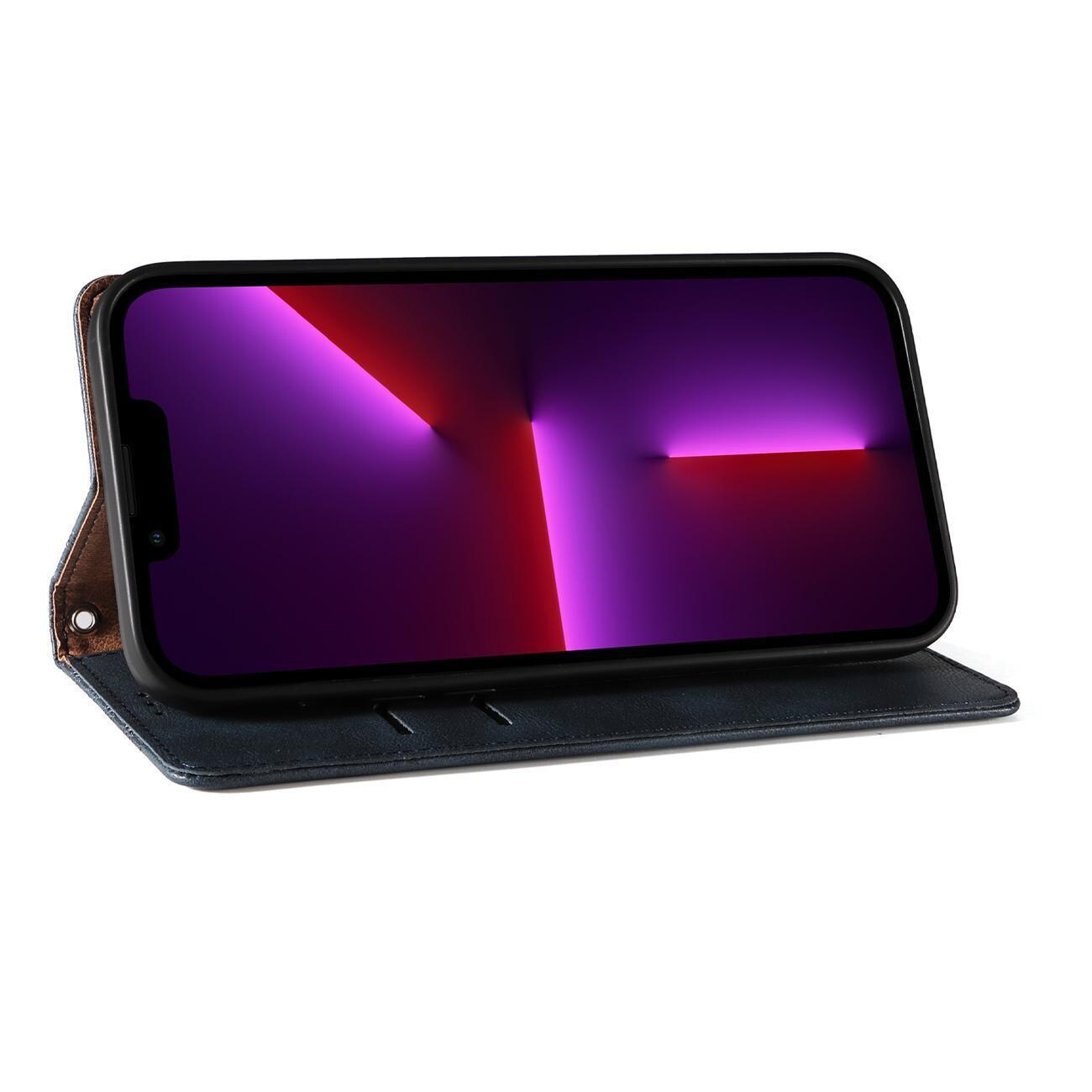 Magnet Remfodral för iPhone 13 Pro Max Pouch Plånbok + Mini Lanyard Hänge Blå
