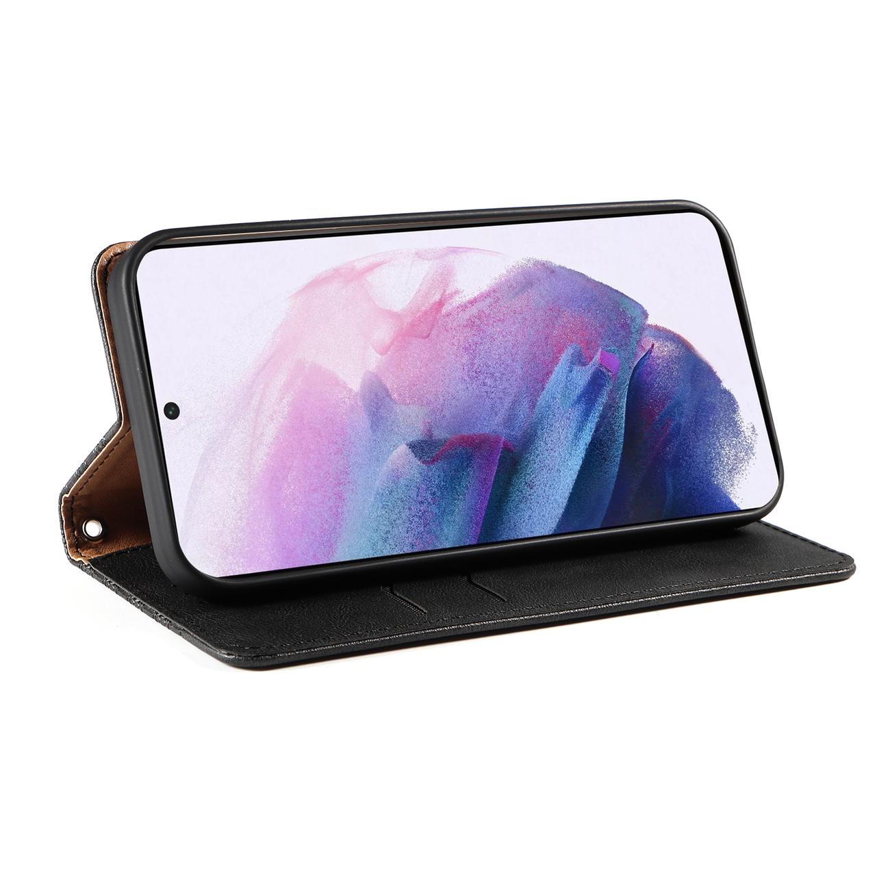 Magnet Strap Case Etui til Samsung Galaxy S22 + (S22 Plus) Pung Pung + Mini Lanyard Vedhæng Sort