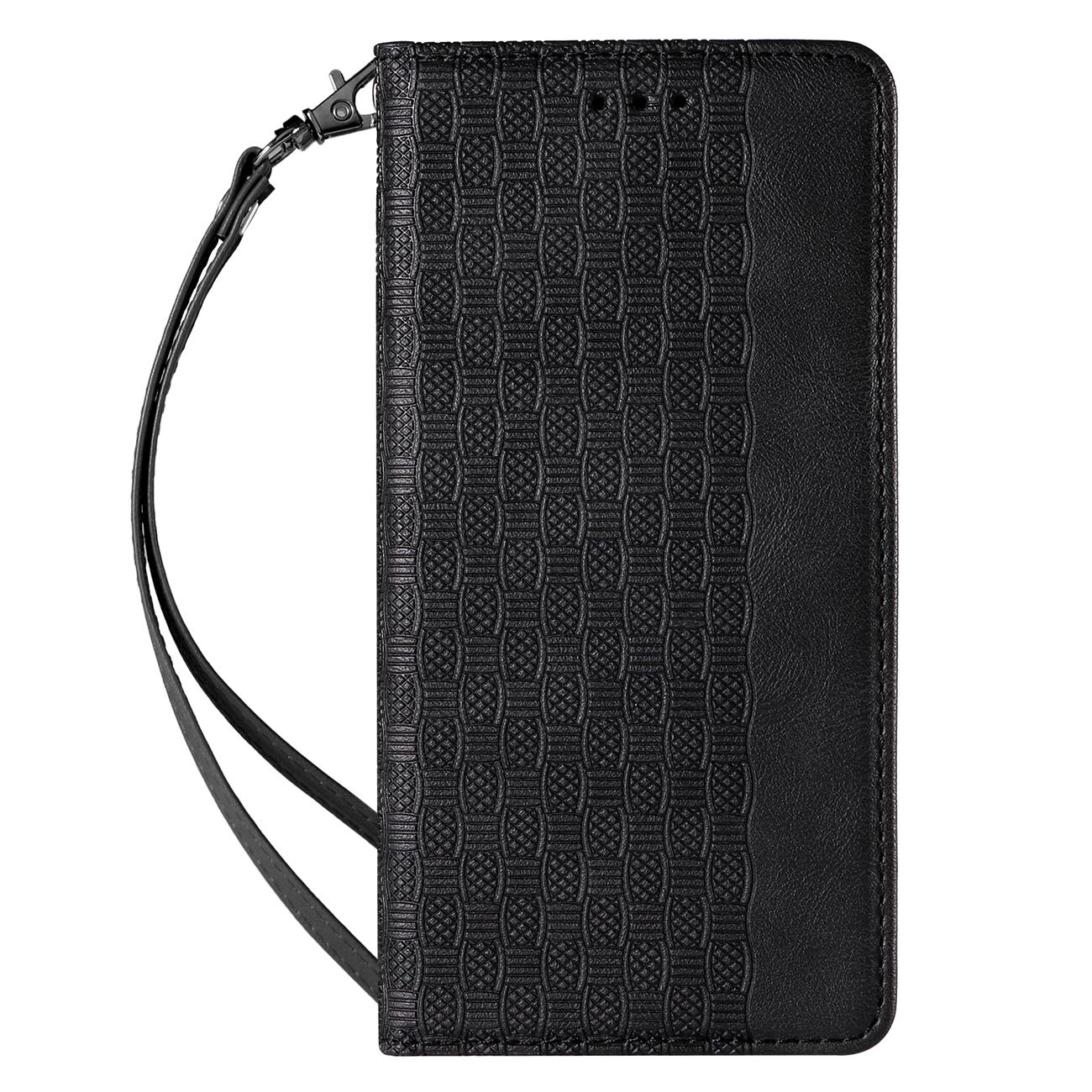 Magnet Strap Case Etui til Samsung Galaxy S22 + (S22 Plus) Pung Pung + Mini Lanyard Vedhæng Sort