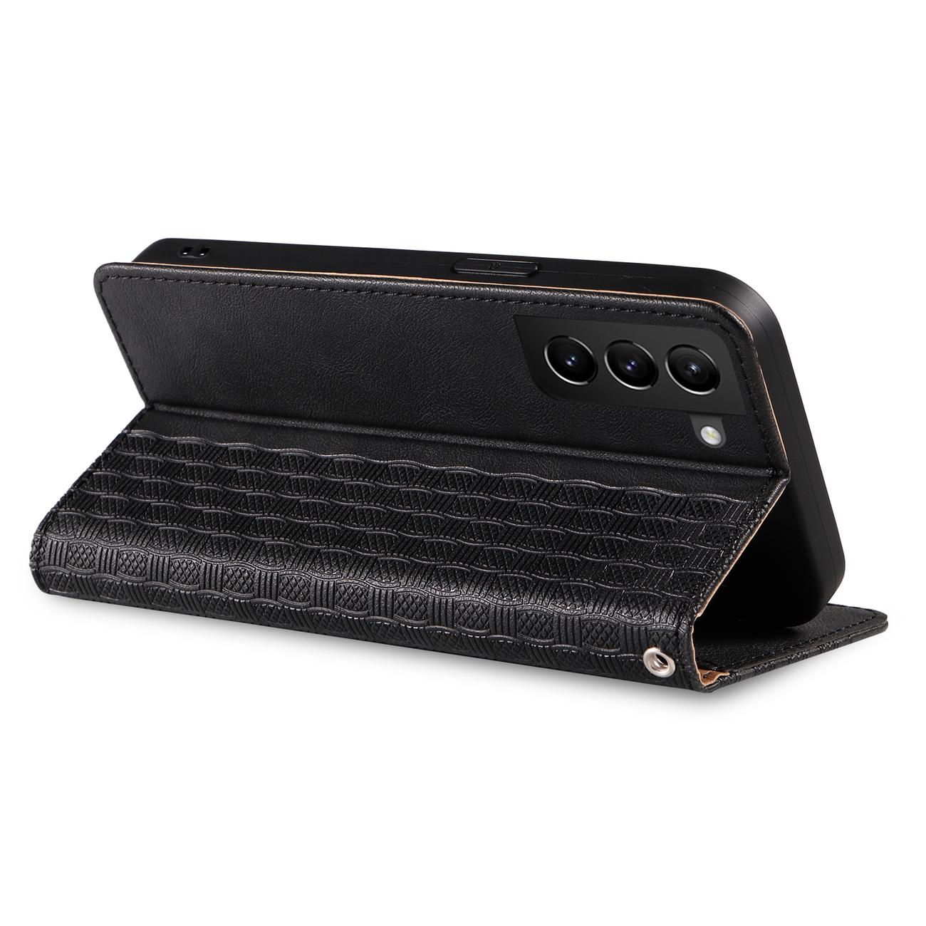 Magnet Strap Case Etui til Samsung Galaxy S22 + (S22 Plus) Pung Pung + Mini Lanyard Vedhæng Sort