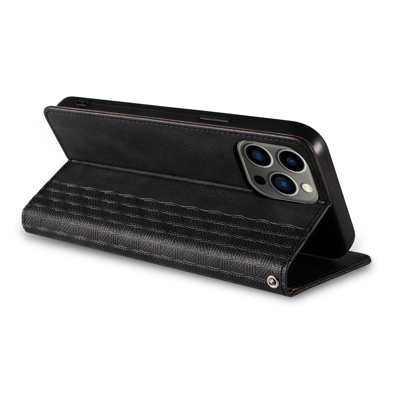 Magnet Remfodral för iPhone 12 Pro Pouch Plånbok + Mini Lanyard Hänge Svart