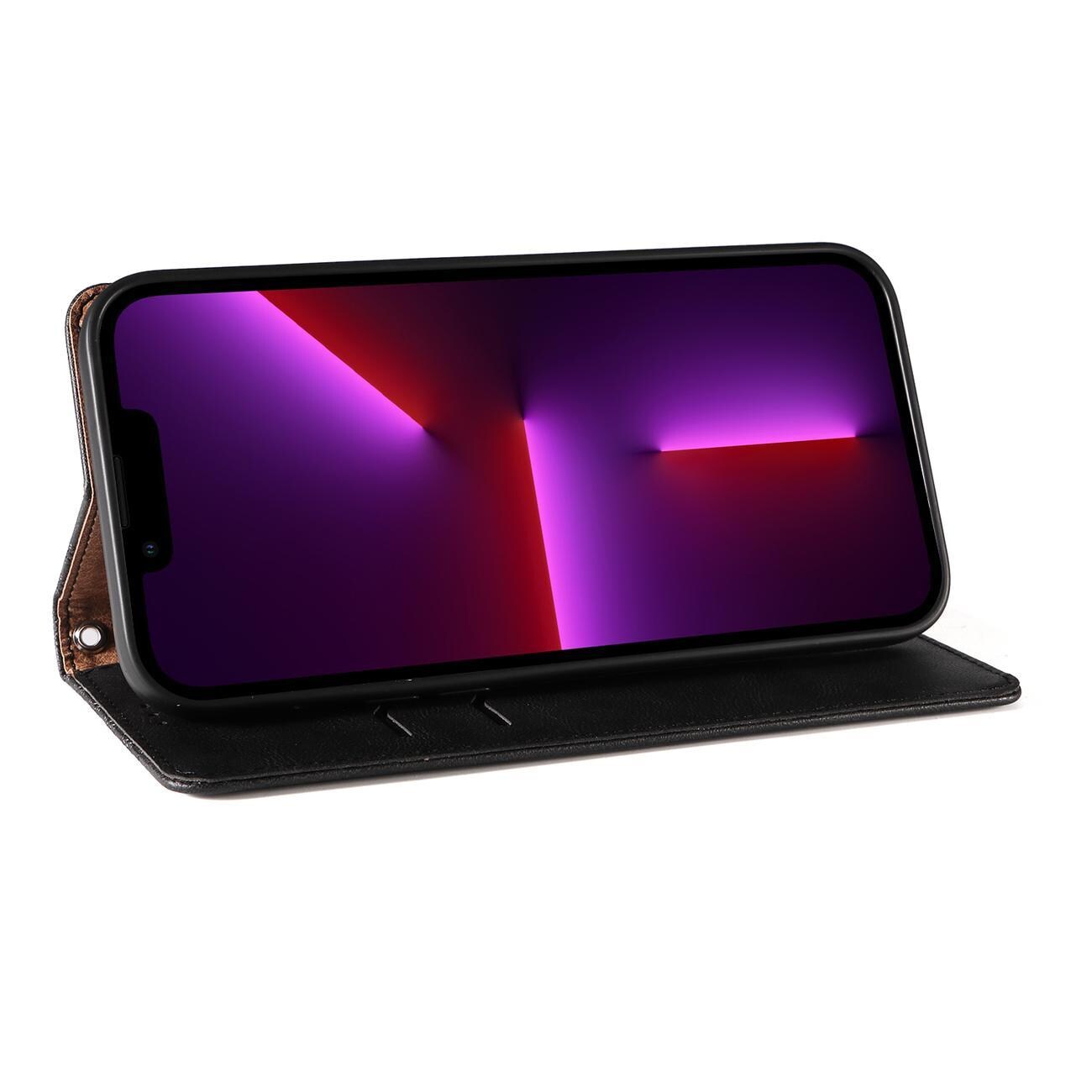 Magnet Remfodral för iPhone 12 Pro Pouch Plånbok + Mini Lanyard Hänge Svart