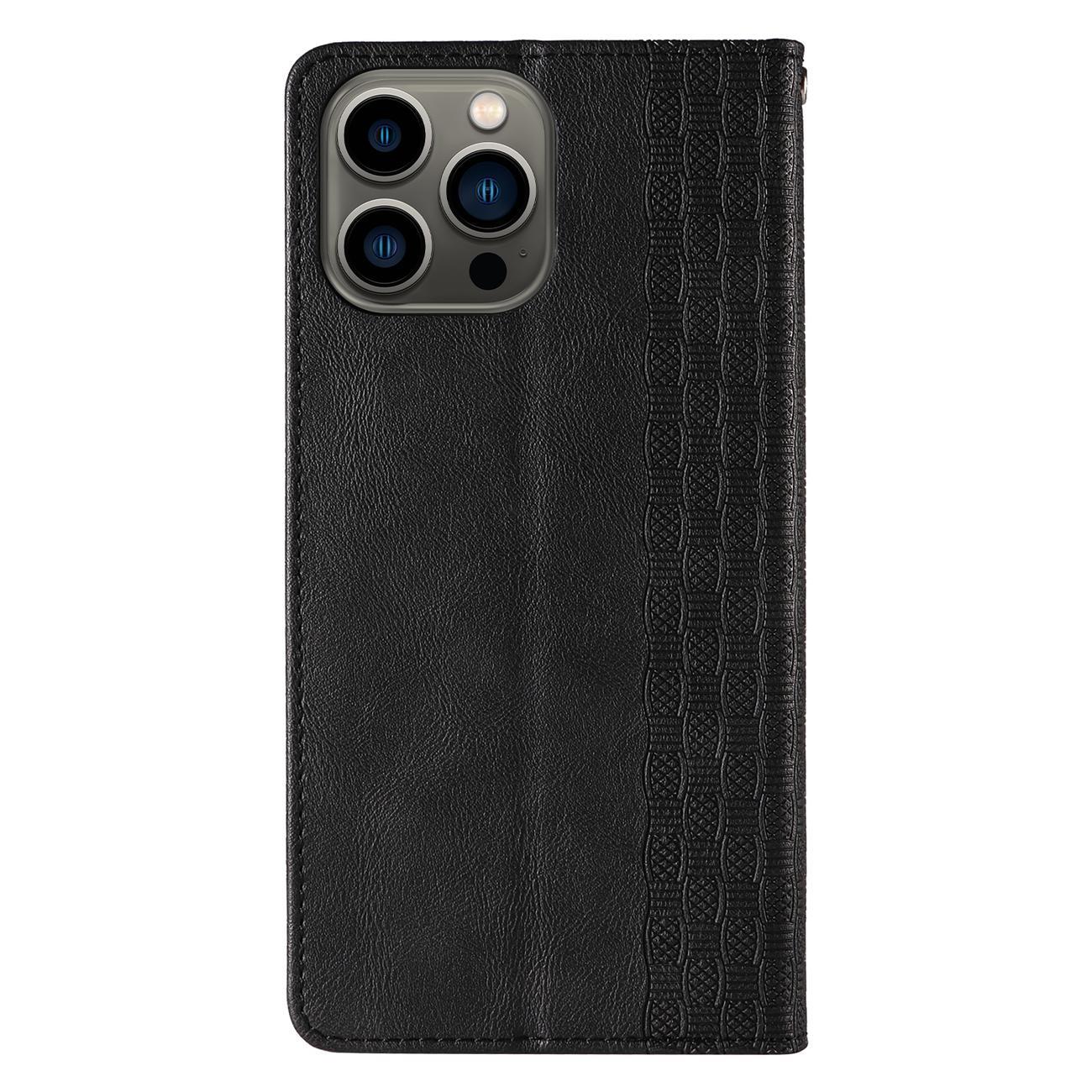 Magnet Remfodral för iPhone 12 Pro Pouch Plånbok + Mini Lanyard Hänge Svart