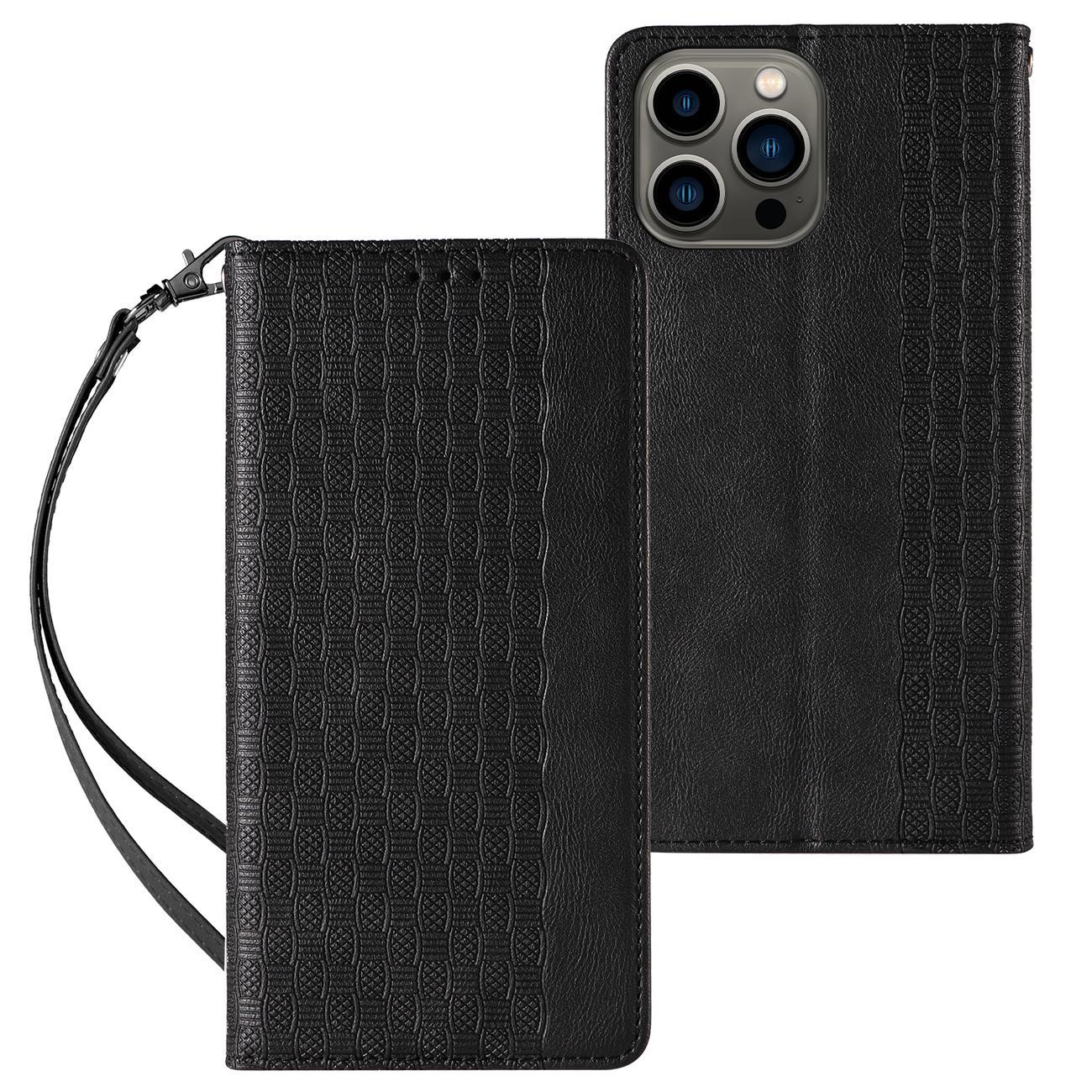 Magnet Remfodral för iPhone 12 Pro Max Pouch Plånbok + Mini Lanyard Hänge Svart