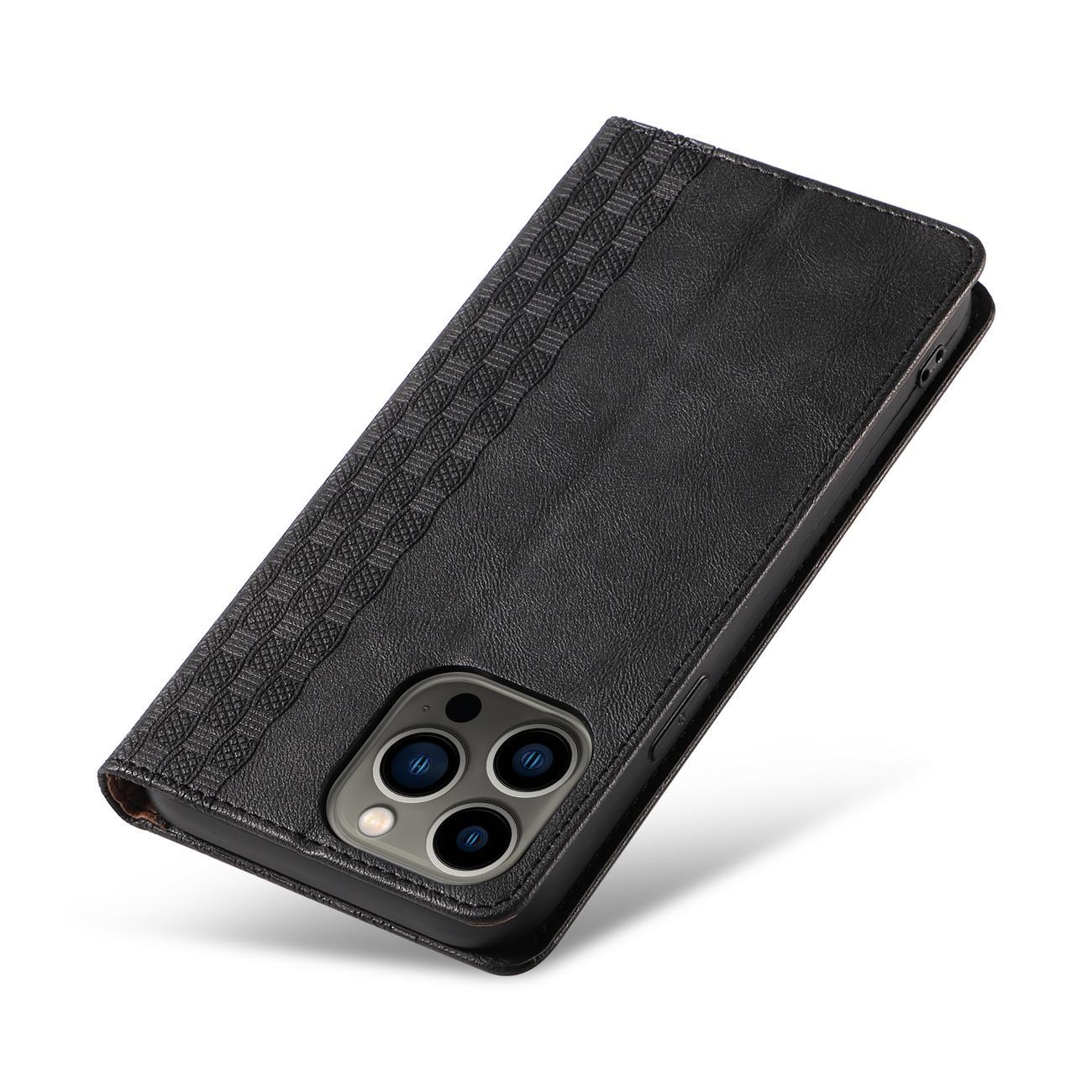 Magnet Remfodral för iPhone 12 Pro Max Pouch Plånbok + Mini Lanyard Hänge Svart