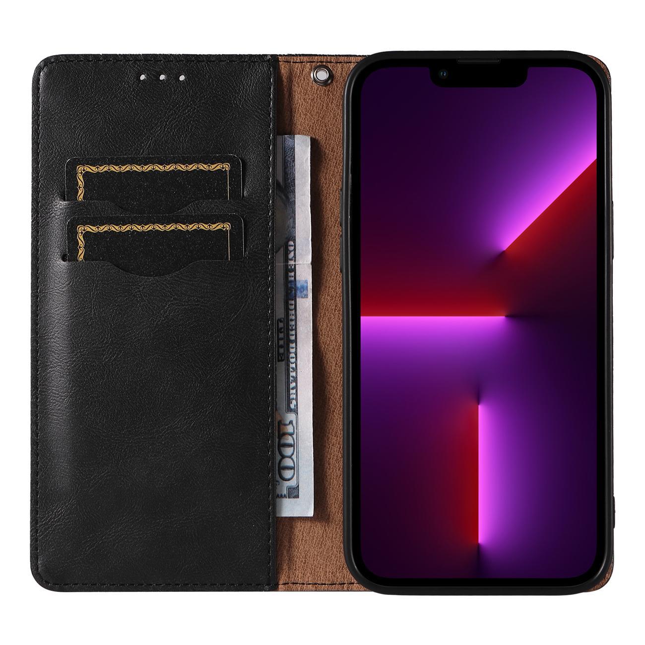 Magnet Remfodral för iPhone 12 Pro Max Pouch Plånbok + Mini Lanyard Hänge Svart