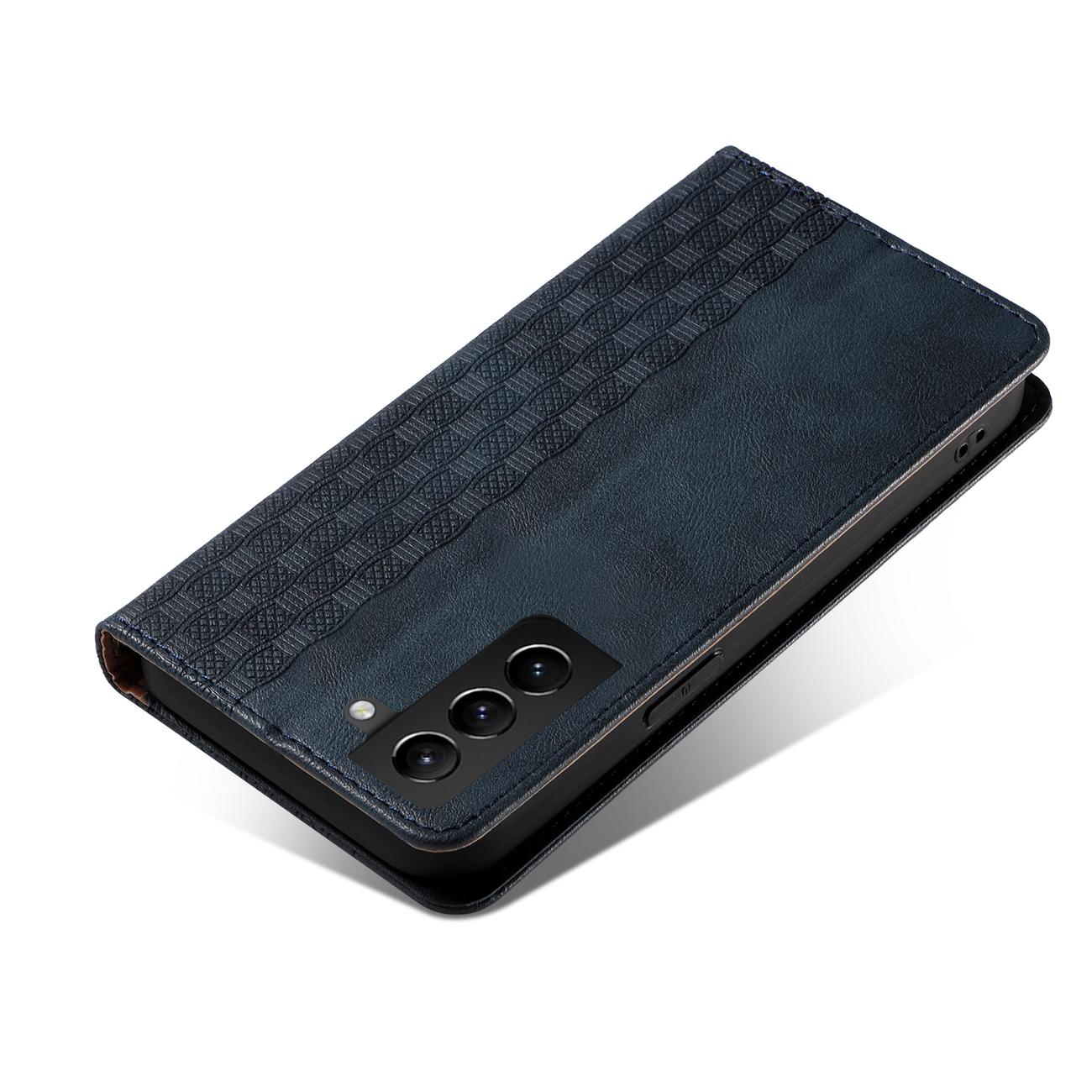Magnet Strap Case Etui til Samsung Galaxy S22 + (S22 Plus) Pung Pung + Mini Lanyard Vedhæng Blå