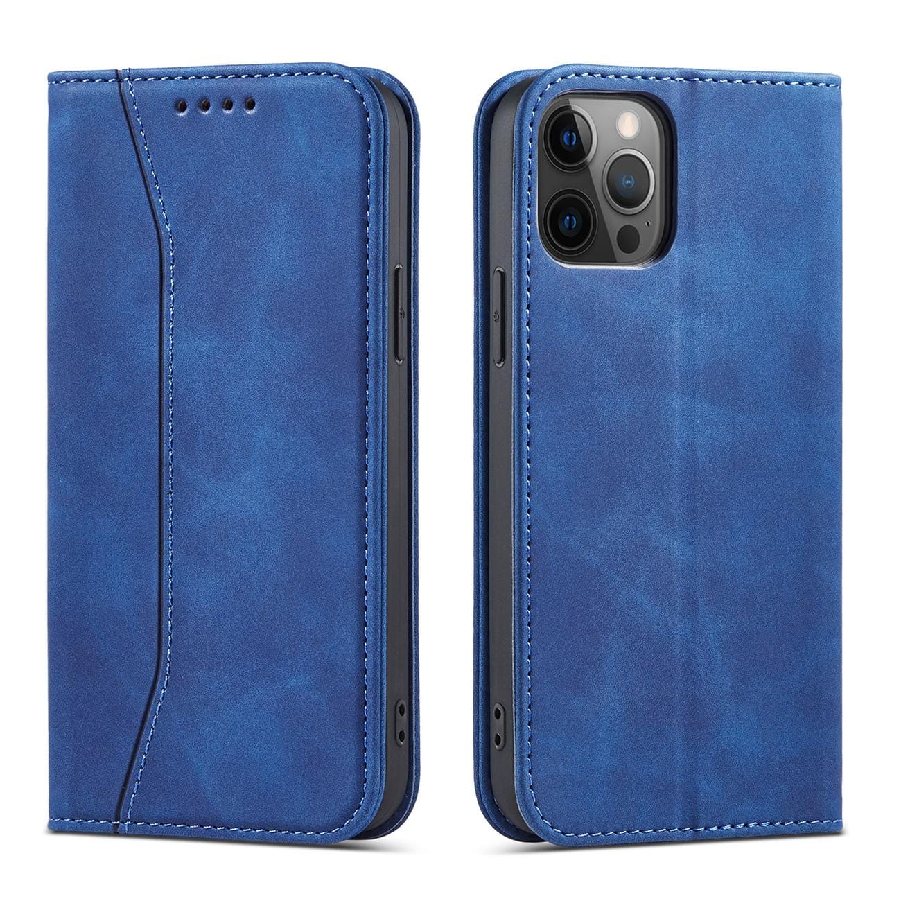 Magnet Fancy Case Case för iPhone 12 Pro Max Pouch Card Wallet Card Stand Blue