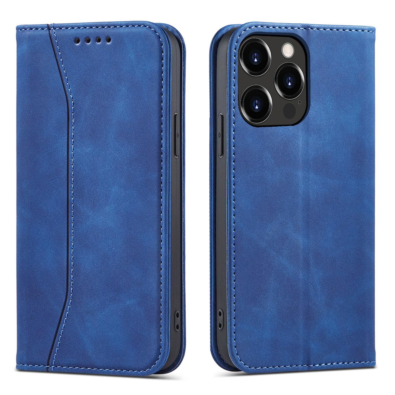Magnet Fancy Case Case för iPhone 13 Pro Max Pouch Card Wallet Card Holder Blue