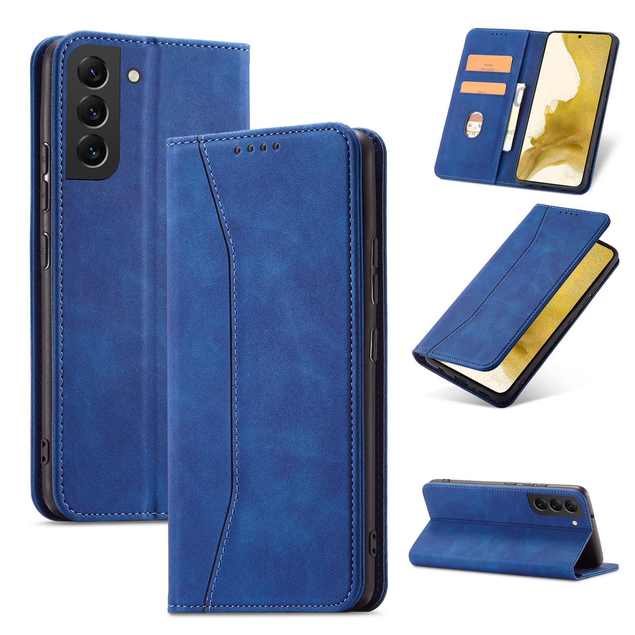 Magnet Fancy etui til Samsung Galaxy S22 + (S22 Plus) Pouch Wallet Card Holder Blue