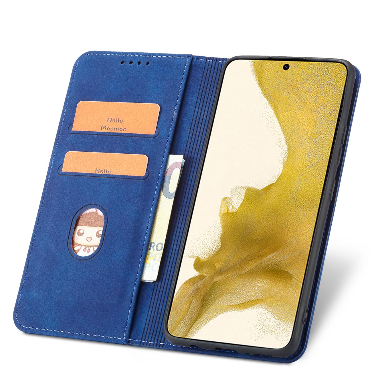 Magnet Fancy etui til Samsung Galaxy S22 + (S22 Plus) Pouch Wallet Card Holder Blue