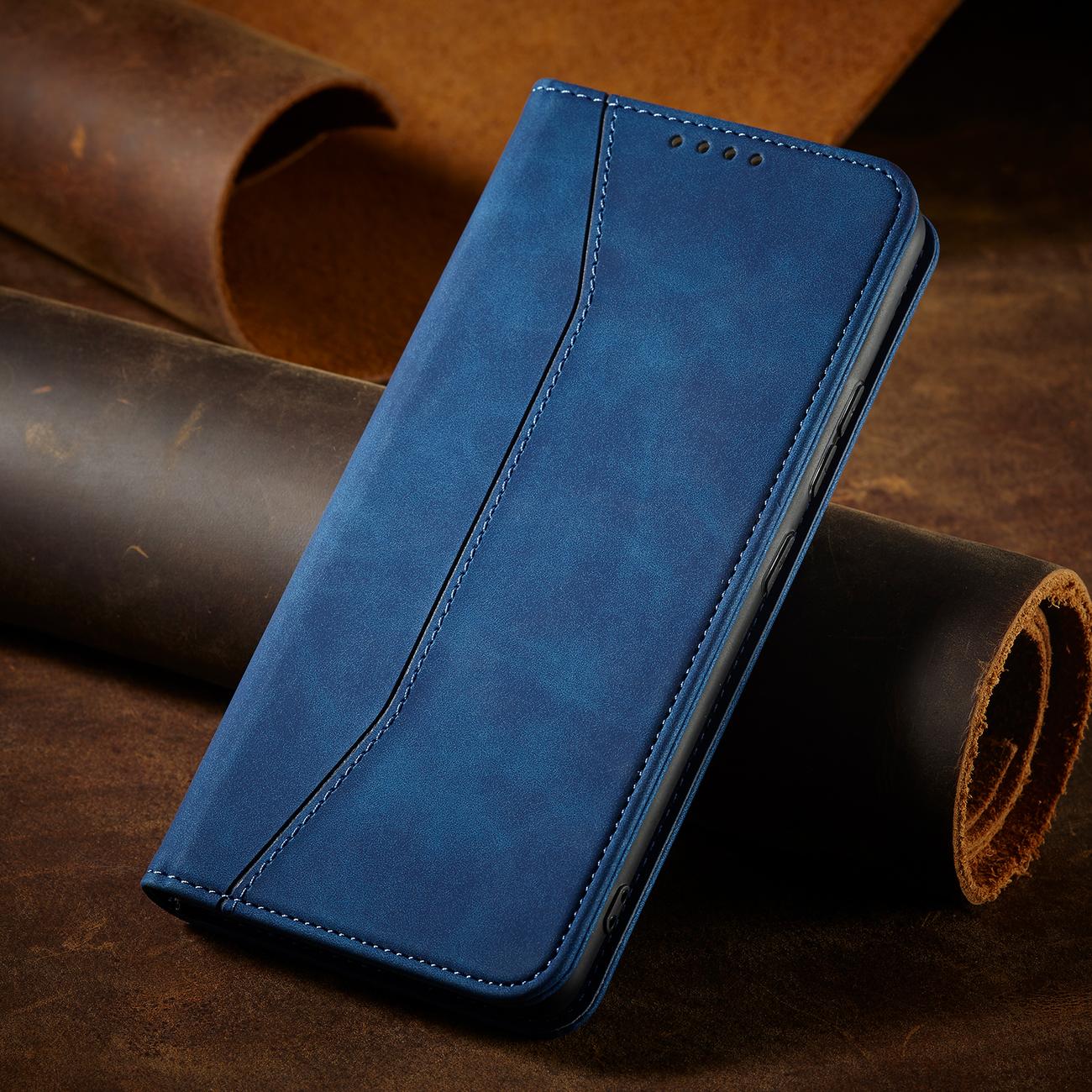 Magnet Fancy etui til Samsung Galaxy S22 + (S22 Plus) Pouch Wallet Card Holder Blue