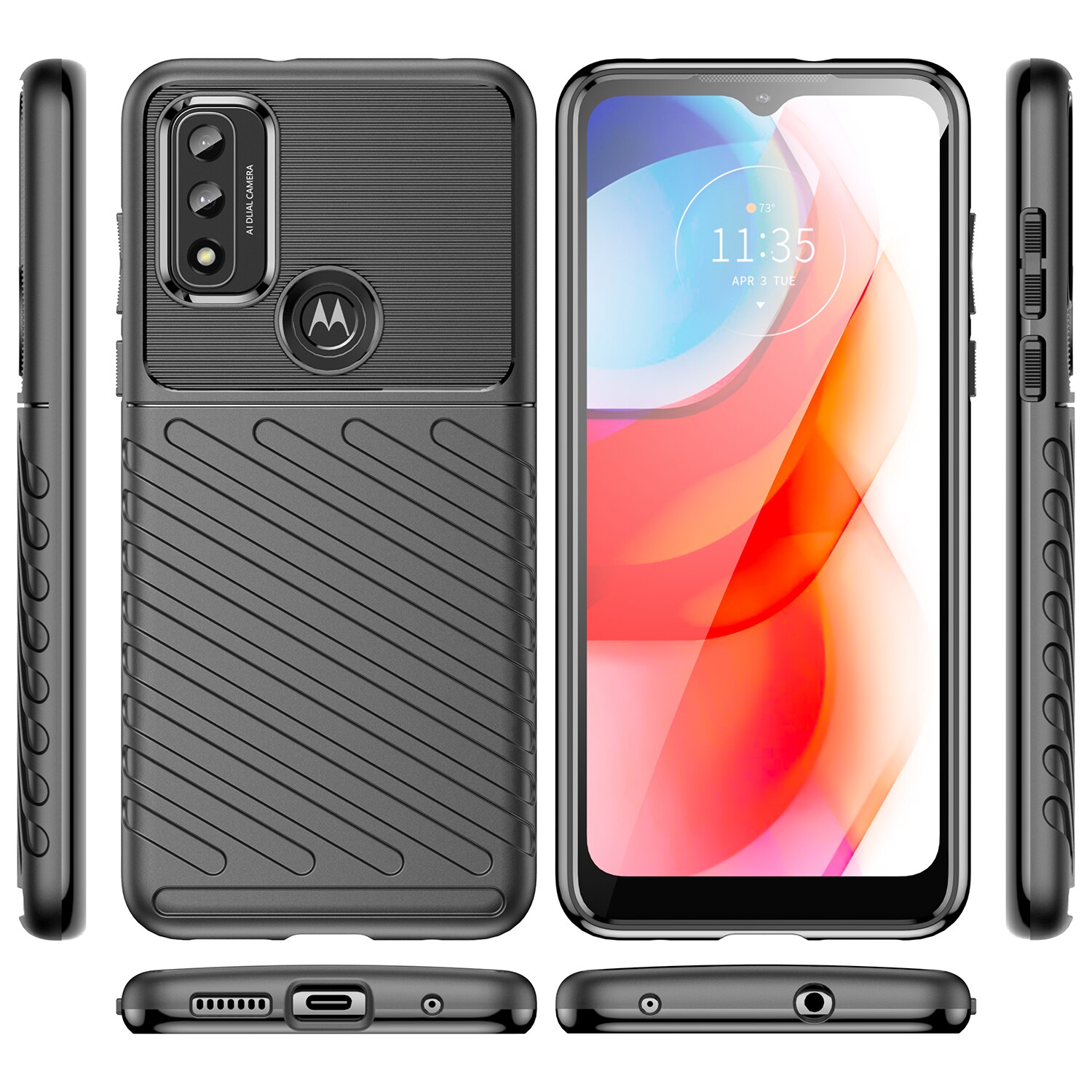 Thunder Case flexibelt pansarskydd för Motorola Moto G Play 2022 svart