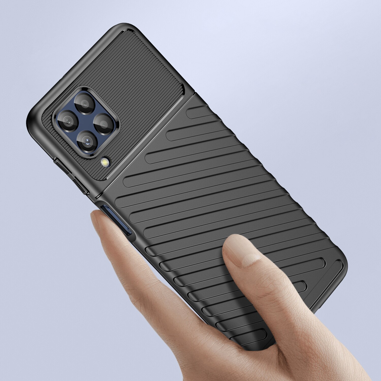Thunder Case flexibelt pansarskydd för Samsung Galaxy M53 5G svart