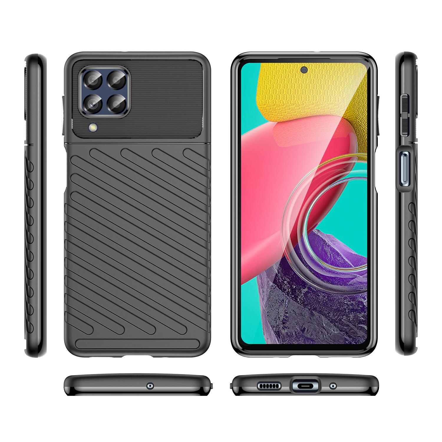 Thunder Case flexibelt pansarskydd för Samsung Galaxy M53 5G svart