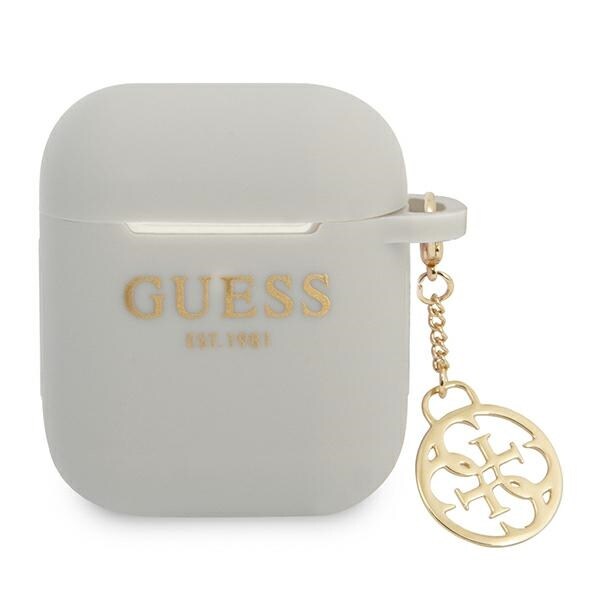 Guess GUA2LSC4EG AirPods skydd grå/grå Silikon Charm 4G Collection