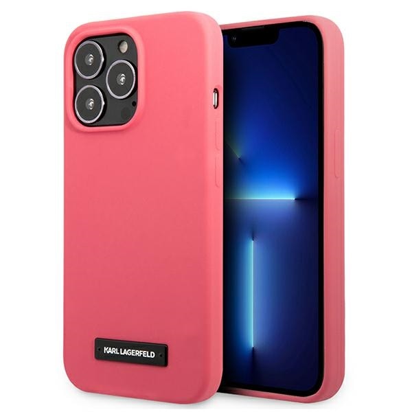 Karl Lagerfeld silikonplakettfodral för iPhone 13 Pro / iPhone 13 - Fuchsia