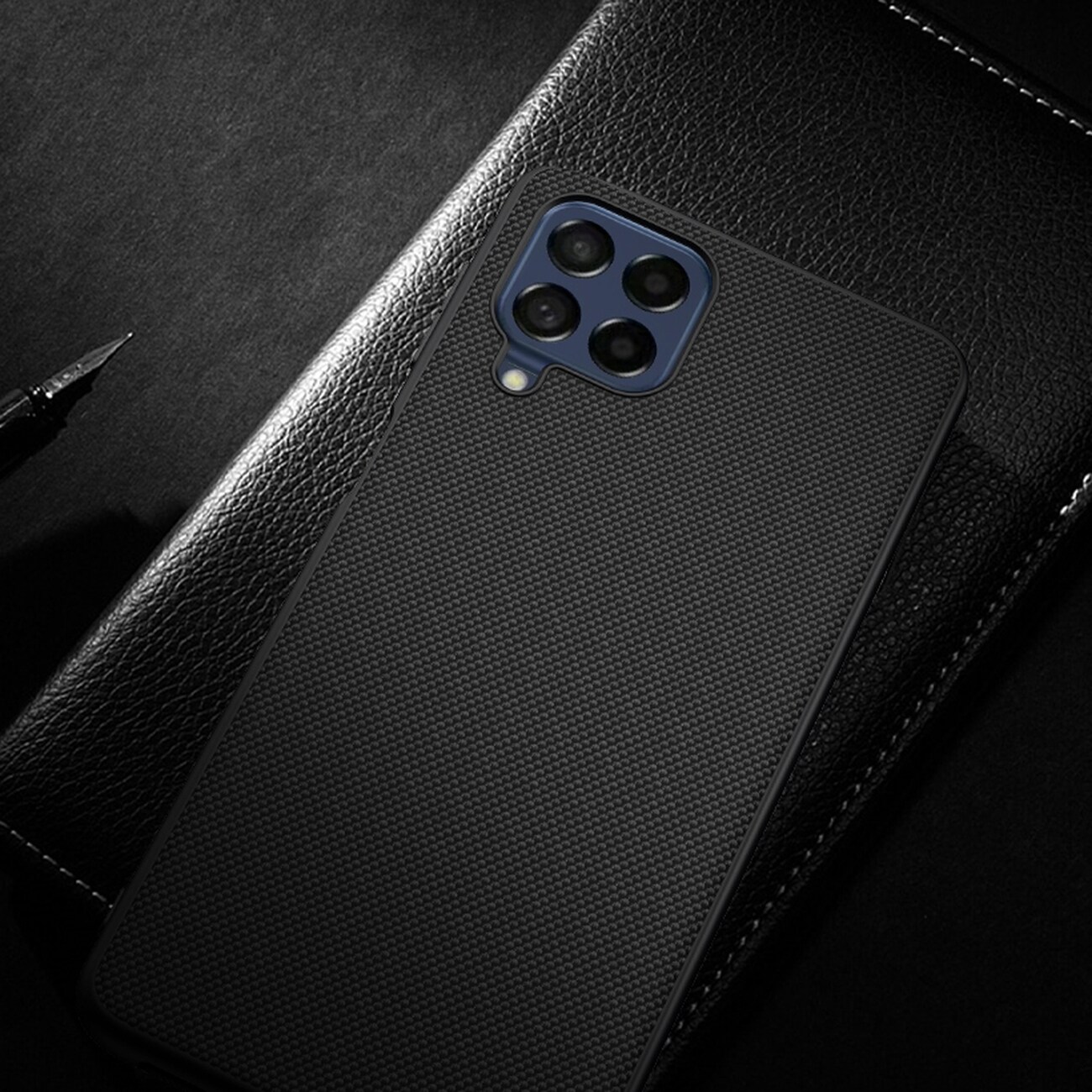 Nillkin Textured Case for Samsung Galaxy M53 5G - Holdbart etui med gelramme og nylonbagside, sort