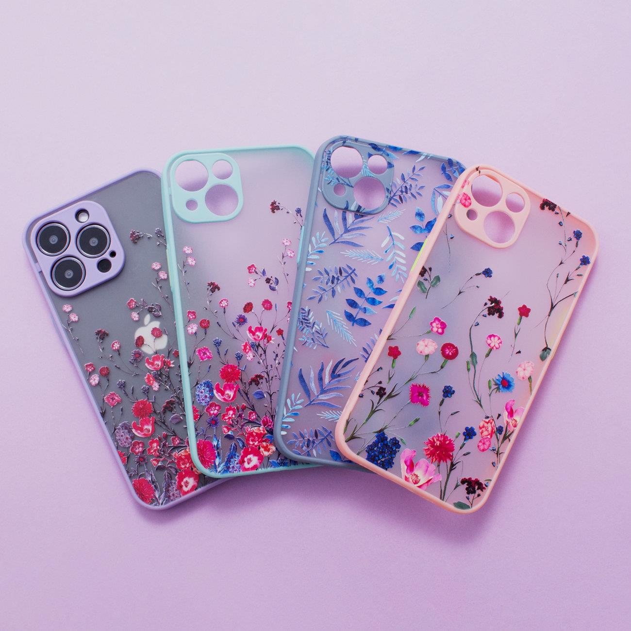 Designetui til iPhone 12 Pro Max blomstertaske mørkeblå