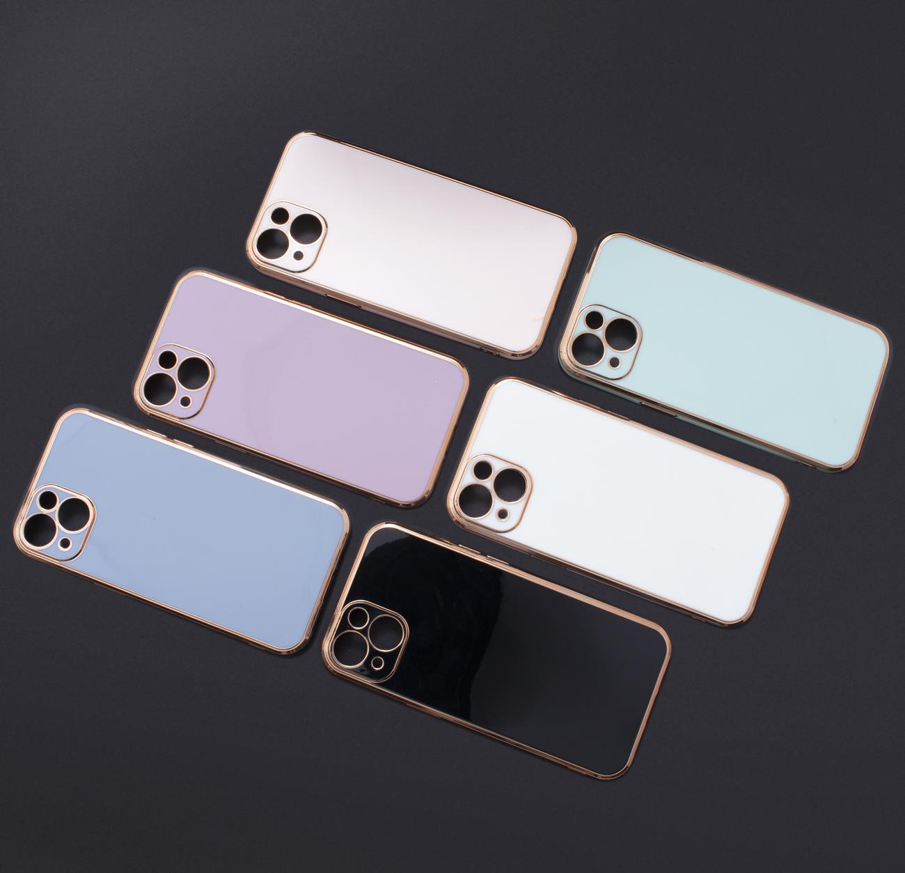 Lighting Color Case til Samsung Galaxy A12 5G guldramme gel cover hvid