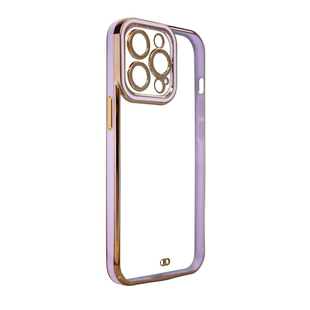 Modefodral Fodral för Samsung Galaxy A12 5G Gold Frame Gel Cover Purple