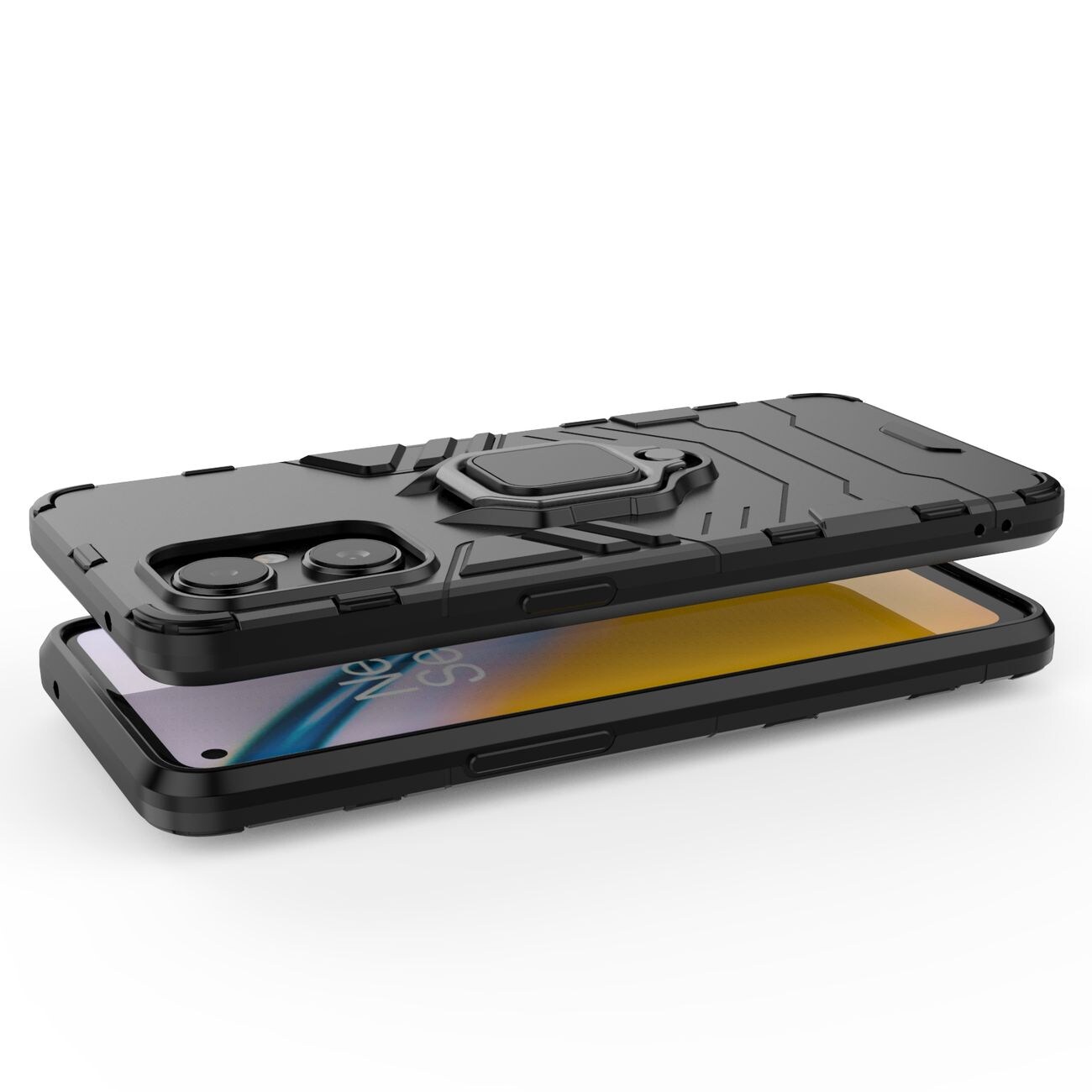 Ring Armor robust hybrid cover + magnetisk holder til OnePlus Nord N20 5G sort